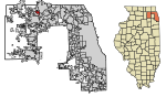 Cook County Illinois Incorporated and Unincorporated areas East Dundee Highlighted